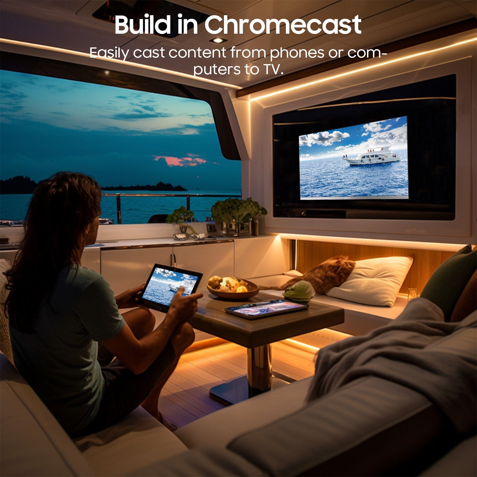 22-Zoll 12V Fernseher mit DVD-Player – Für Zuhause, Wohnmobil und Boot (Marina-Serie)