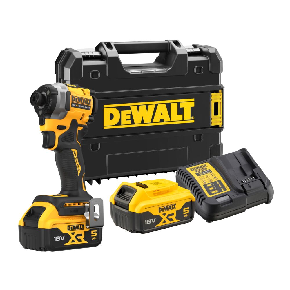 18V/2x5Ah Akku Schlagschrauber 1/4" Innensechskant (DeWALT DCF850P2T-QW)