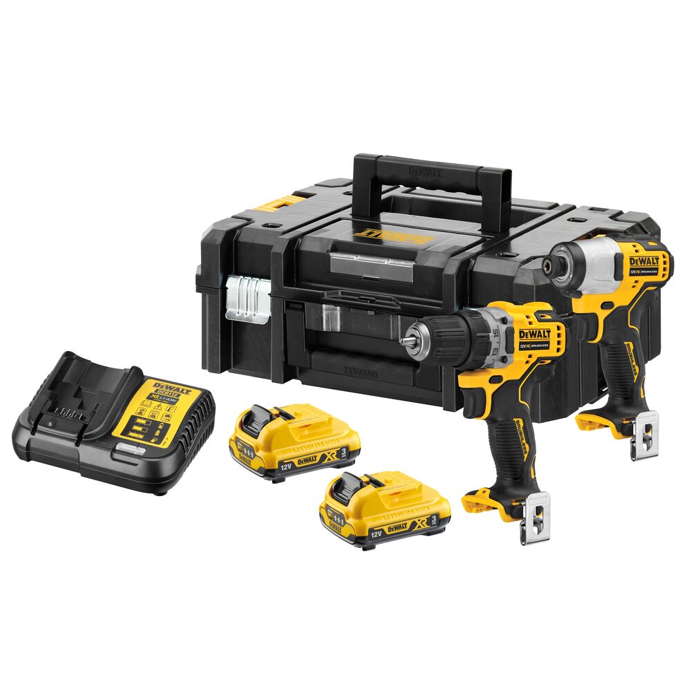 12V/2x3Ah Akku-Schrauber-Set (DCD701+DCF801+DCB124+DCB112) (DeWALT DCK2110L2T-QW)