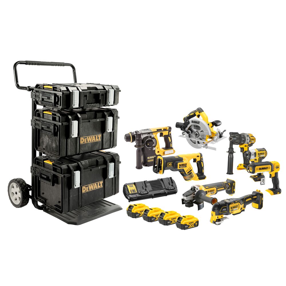 18V/4x5Ah Akku-Kombopack 8-Teilig und Tough-System (DeWALT DCK853P4-QW)