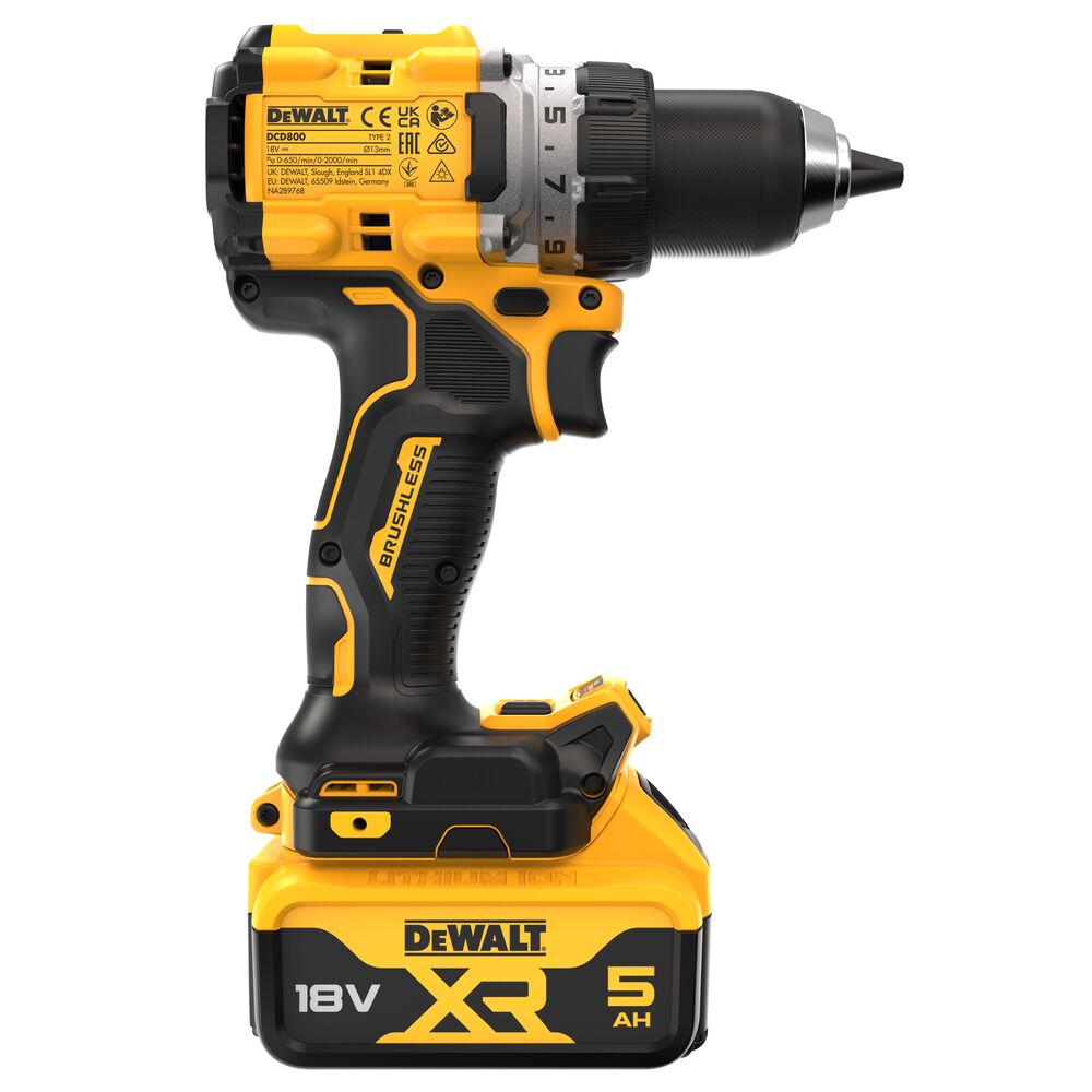 18V/2x5Ah Akku-Bohrschrauber, 90Nm TSTAK+Ladegerät (DeWALT DCD800P2T-QW)