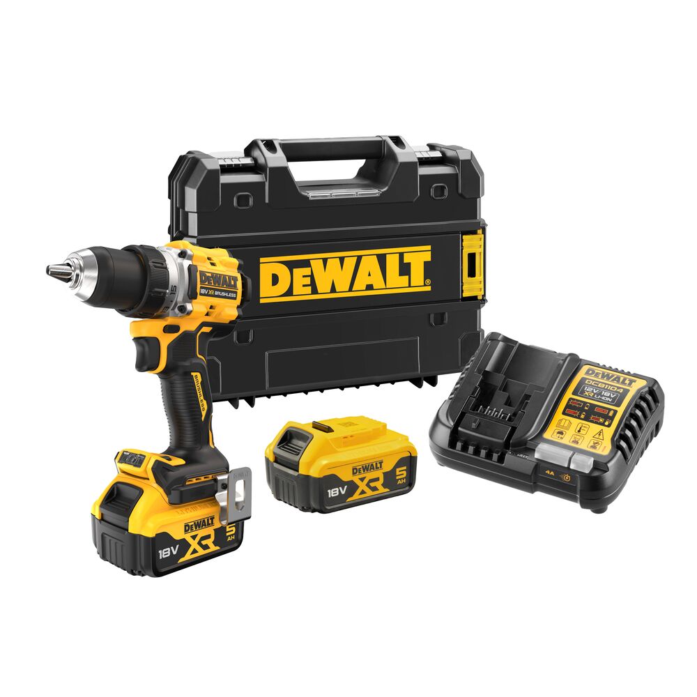 18V/2x5Ah Akku-Bohrschrauber, 90Nm TSTAK+Ladegerät (DeWALT DCD800P2T-QW)