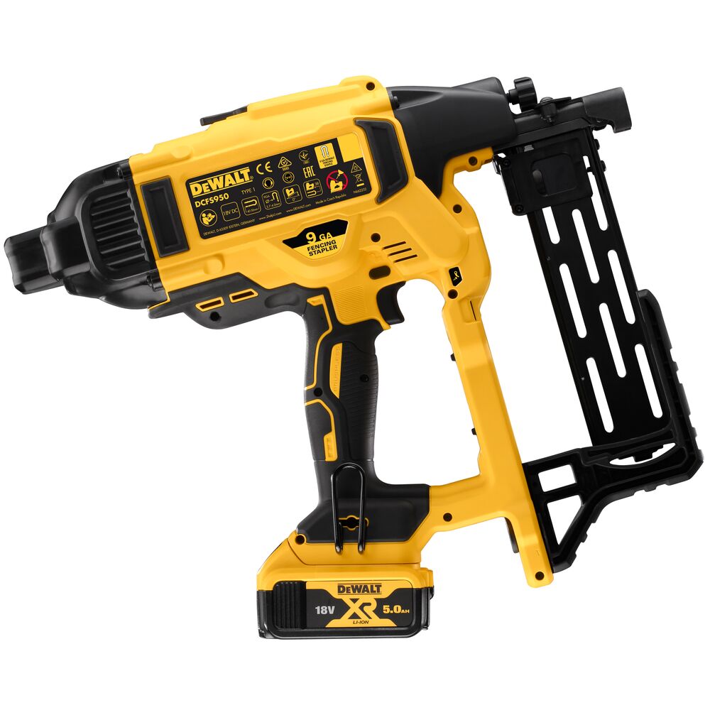 18V/2x5Ah XR Akku-Nagel- & Klammergeräte, Zauntacker (DeWALT DCFS950P2-QW)