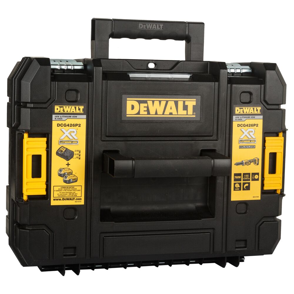 18V/2x5Ah Akku-Geradschleifer 6mm, T STAK-Box II (DeWALT DCG426P2-QW)