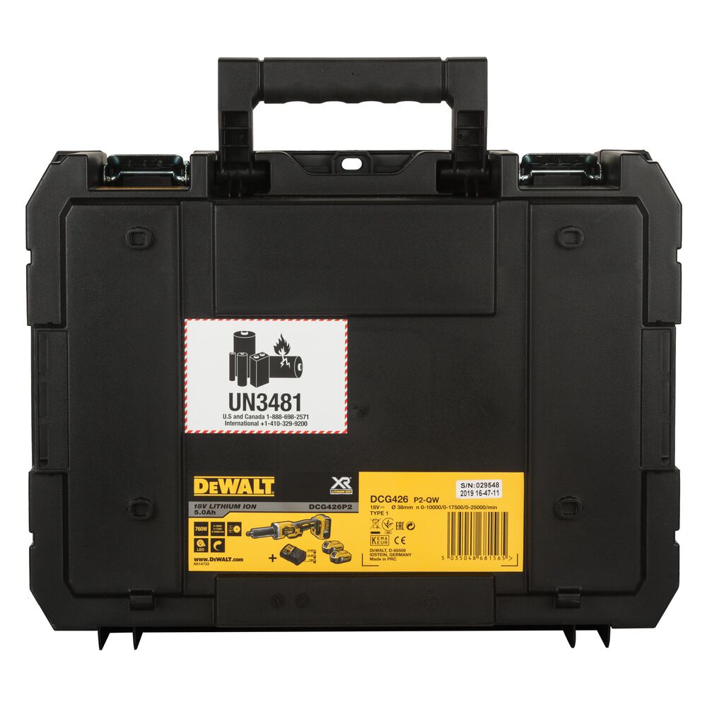 18V/2x5Ah Akku-Geradschleifer 6mm, T STAK-Box II (DeWALT DCG426P2-QW)