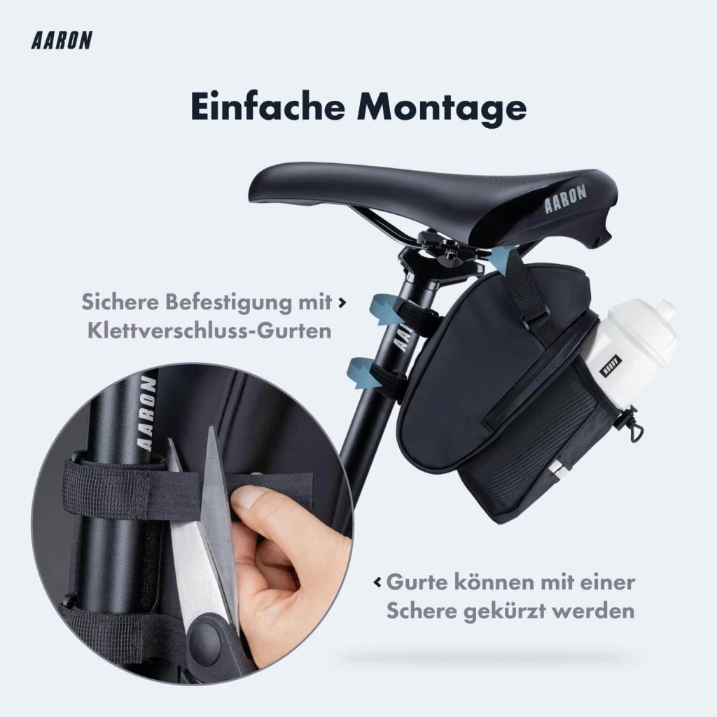 AARON Fahrrad Satteltasche mit Flaschenhalter, Wasserabweisende Fahrradtasche mit Reflektor