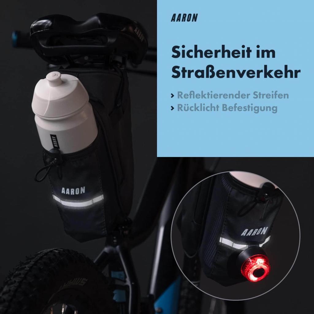 AARON Fahrrad Satteltasche mit Flaschenhalter, Wasserabweisende Fahrradtasche mit Reflektor