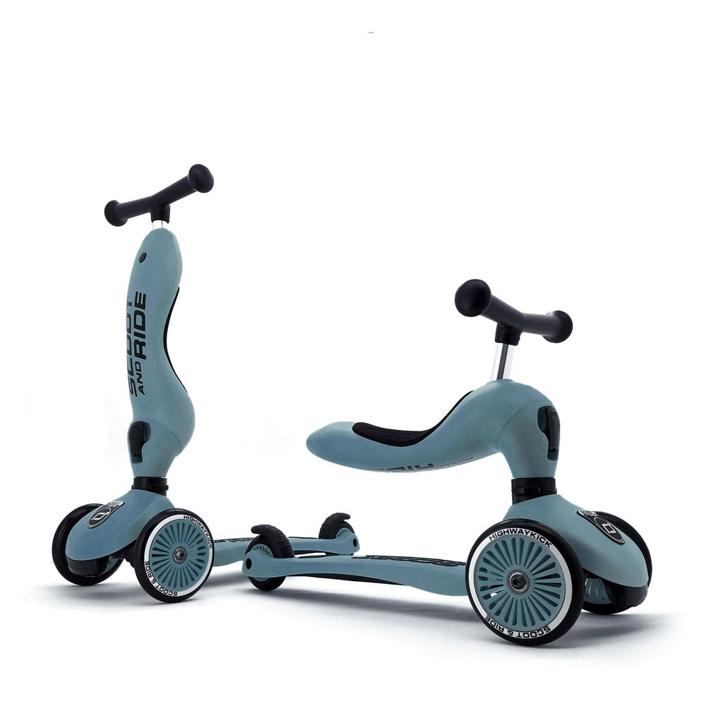 Scoot & Ride Highwaykick 1 steel 2 in1 Kickboard mit Sitz blau