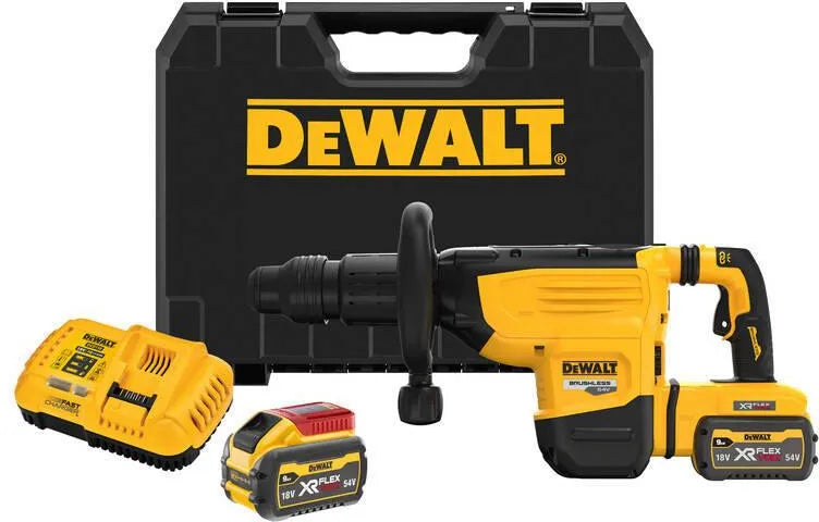 54V Akku-Meißelhammer SDS Max, 2x Akku 9,0 Ah FLEXVOLT, Ladegerät (DeWALT DCH892X2-QW)